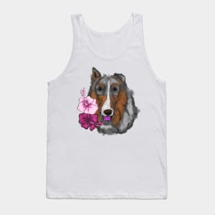 Rough collie with hibiscus flowers Tank Top